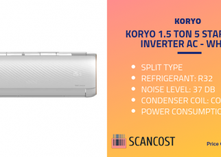 Koryo 1.5 Ton 5 Star Split Inverter AC - White